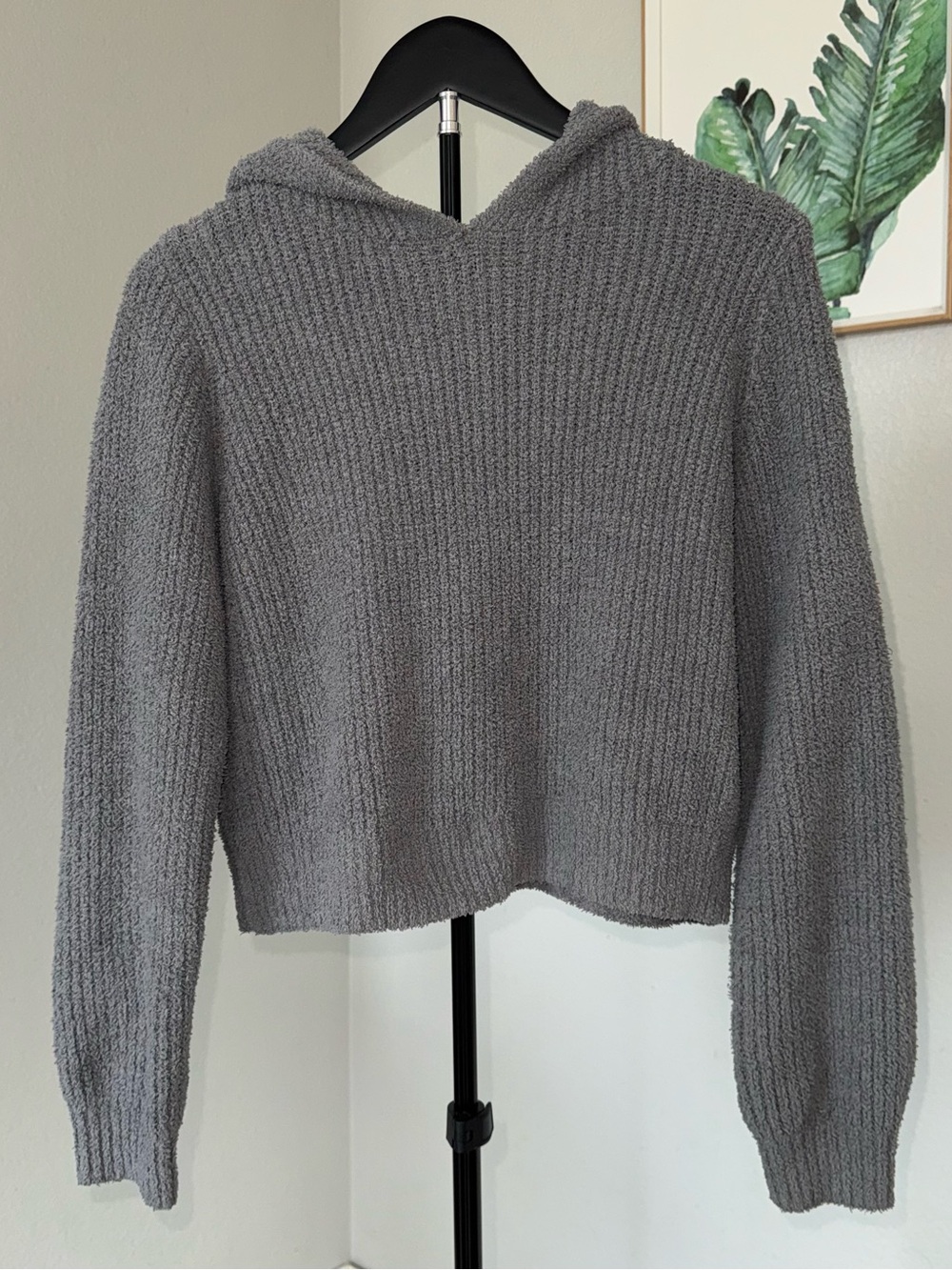 Art Class Girls XL 14/16 Gray Fuzzy Cropped Pullover Hoodie